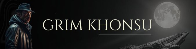 Grim Khonsu banner showing a noir detective and a large spacecraft